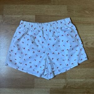 Hollister White Cherry Print High Waist Sleep Shorts